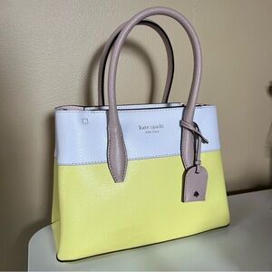 Kate Spade Eva Yellow and White Satchel
